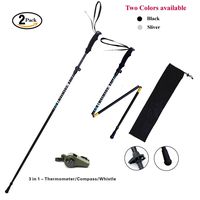 2 Pack(1 Pair) - Fnado&Sports 7075 Collapsible Telescopic 51inch/ 130cm Adjustable Anti Shock Hiking/Walking/Trekking Trail Poles -Black