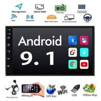 Android 9.1 Double Din Car Stereo, 7 Inch Car Radio Head Unit with Bluetooth, in-Dash Autoradio GPS Navigation WiFi Mirror Link Rearview Input+Offline Map+Microphone