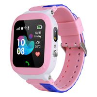 MeritSoar Kids Smartwatch WiFi/LBS Tracker Smart Watch Phone with Touch Screen Flashlight Remote Camera Calls Chat SOS IP67 Waterproof for Children Girls Boys (Pink)