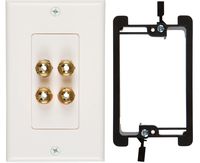 Buyer's Point Two Speaker Wall Plate, Premium Quality Gold Plated Copper Banana Binding Post Coupler Type, with Single Gang Low Voltage Mounting Bracket Device