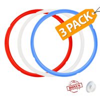 3 Pack Silicone Sealing Ring with Bonused Sealer - Instapot Silicone Seal Ring Replacement - Color Coded with 3 Different Colors - Easy Clean Perfect Accessory for 3 qt Instant Pot (6,8 Qt avalible)