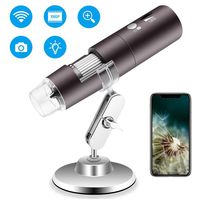 Veroyi Wireless Digital Microscope 1080P 50X to 1000X WiFi Pocket Magnification Magnifier, Rechargeable USB Microscope (Gray)