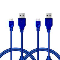 TPFOON PS4 Controller Charger Charging Cable - 2 Pack 10FT Micro USB High Speed Data Sync Cord for Playstation 4, Xbox One Controller, Bluetooth Speaker, Headphones, Camera & Android Phones (Blue)