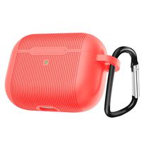 YC YANCH Protective Silicone Case for AirPods Pro Cover, Non-Slip, Visible Front LED, Ultra-Thin Case for AirPods 3 with Keychain (Red)