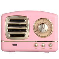VANLAN Vintage Radio Retro Bluetooth Speaker Wireless Stereo Retro Speaker with Built-in Mic,USB Port TF Card Slot for Bedrooms Kitchen,Party Travel Outdoor for Android/iOS Devices(Pink)