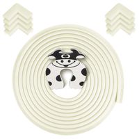 Rabofly Baby Proofing Edge & Corner Guards, [19.68ft Edge + 8 Corners] Furniture Bumper Cushion Table Edge Corner Protector Non Toxic and Safe for Fireplace, Stair, Cabinet, Countertop, Oyster White