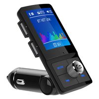 ILOKEY Bluetooth FM Transmitter for Car 1.8 Color Screen Display Wireless Handsfree Transmitter Radio Adapter Car Kit Support TF Card USB Flash Drive AUX Input/Out Fast Charging