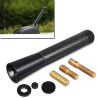 GTP 3" Real Carbon Fiber Antenna Black Aluminum AM/FM Radio Vehicle Car Screw-in Stubby Aerial Replacement