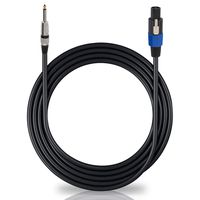 Speakon to 1/4" Audio Cord -  Speakon Connector to 1/4 Inch Male Connection 50 ft 12 Gauge Black Heavy Duty Professional Speaker Cable Wire - Delivers Sound - Pyle Pro PPSJ50