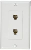 Morris 80171 Decorative Dual RJ11 4 Conductor Phone Jack Wall Plate, 2 Piece, White