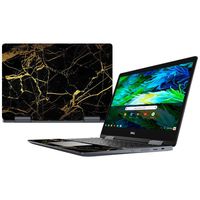 Mightyskins Skin Compatible with Dell Inspiron Chromebook 14" 2-in-1 (2018) - Black Gold Marble | Protective, Durable, and Unique Vinyl Decal Wrap Cover | Made in The USA
