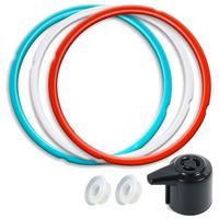 8QT Silicone Sealing Ring 3 Pack with Steam Release Valve Compatible for Instant Pot DUO and Float Valve Sealer, Savory Sky Blue & Sweet Cherry Red & Common Transparent White ...