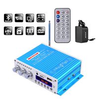 NKTECH HY-V10 Bluetooth Digital Amplifier High-Power Hi-Fi Bass 2-Channels DSP 2X 20W RMS Player FM/MP3/USB/TF/DVD for Audio Motorcycle Car Blue with 12VDC 3A Power Adapter