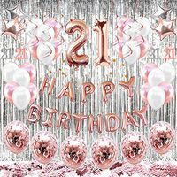 hapycity 21st Birthday Decorations Balloons (55pack）Rose Gold 21 Balloons Number Happy 21 Party Supplies for Her-Perfect for Birthday Party