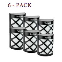 Reiled Solar Fence Lights (6-Pack) 6 LEDs Outdoor Solar Light IP67 Waterproof 180° Wide Angle Super Bright Solar Deck Lights with Automatic Switching Light Sensor for Garden, Driveway, Yard, Fence