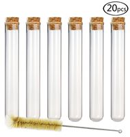 DEPEPE 20pcs 35ml Glass Test Tubes 20 x 150mm with Cork Stoppers and Brush