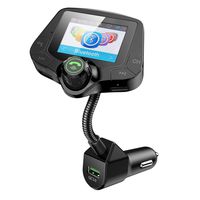 Esky Bluetooth FM Transmitter with 2 Inch Large TFT Color Screen for Car, Wireless Radio Adapter Hands-Free Kit, with QC3.0 Fast Charging, 4 Music Playing, 6 EQ Mode, AUX Input/Output