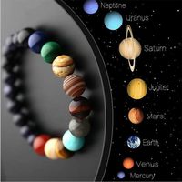 Eubell Black Lava Stone 7 Chakra Bracelets Rock Bead Elastic Natural Stones Gemstones Yoga Beads Bracelets for Men Women Girls Jewelry