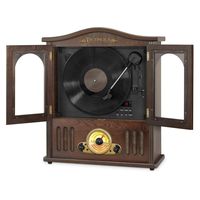 Victrola Wood Wall Mount Turntable with CD and Bluetooth