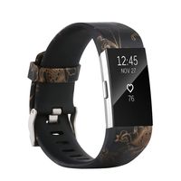 honecumi Colorful Watch Band Replacement for Fitbit Charge 2 Wrist Strap for Men & Women Quick Release Strap Band Compatible with Fitbit Charge 2 Smart Watch-Large Size -Gold Flower