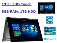 Dell Inspiron 13.3" FHD 2-in 1 Laptop:Intel i5-7200U Dual Core Processor up to 3.1GHz, 8GB RAM, 1TB HDD, Webcam, Bluetooth, Windows 10-Grey