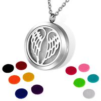 HOUSWEETY Aromatherapy Essential Oil Diffuser Necklace-Stainless Steel Locket Pendant,11 Refill Pads (Engraving)