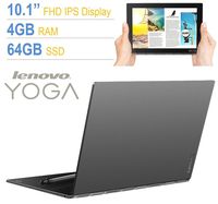 Lenovo Yoga Book 10.1" Full HD Touchscreen IPS (1920x1200) 2-in-1 Tablet PC, Intel Atom x5-Z8550 Processor, 4GB RAM, 64GB SSD, Bluetooth, Halo Keyboard, Stylus, Android 6.0.1 Marshmallow- Grey