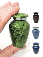 Lacerta Green Small Aluminum Keepsake Cremation Urn | Choose From 4 Unique Colors | Mini Metal Sharing Personal Funeral Urn for Pet or Human Ashes | Create Your Own Assortment