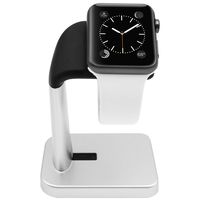 Macally Apple Watch Stand Holder - The Perfect Nightstand iWatch Charging Dock Station - Compatible with Smartwatch Series 5, Series 4, Series 3, Series 2, Series 1 (44mm, 42mm, 40mm, 38mm) (Silver)