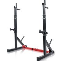 Vanswe Multi-Function Barbell Rack 550LBS Capacity Dip Stand Home Gym Fitness Adjustable Squat Rack Weight Lifting Bench Press Dipping Station (Black/Red)