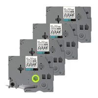 LabelPros Replace TZ Tape 12mm 0.47 Inch Standard Laminated TZe 131 TZ-131 TZe-131 Label Tape Cartridge Compatible for Brother P-Touch PT-D210 PT-H110 PT-D400AD PT-P900W, Black on Clear, 4 Pack