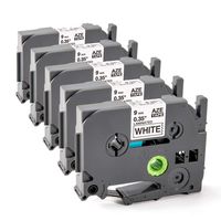 Samshion Compatible Label Tape Replacement for Brother PTouch TZe Label Tape TZe-221 TZ221 TZe22 9mm 0.35 Inch Laminated White for P Touch Label Makers PT-D200 PT-D210 PT-7600 PT-E300 PT-D400, 5-Pack