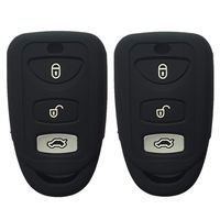 Pack of 2 Black 3 Buttons Silicone Key Fob Case Covers Jacket Key Skin fit for Kia Hyundai