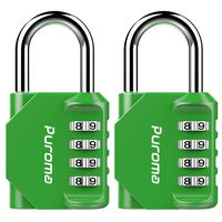 Puroma 2 Pack Combination Lock 4 Digit Padlock for School Gym Locker, Sports Locker, Fence, Toolbox, Case, Hasp Storage (Green)