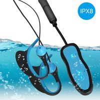 IPX8 Waterproof Mp3 with Waterproof Earphones Hi-Fi Sound Music Player with Clip with Waterproof Headphone with Ear Hooks for Swimming, Running and Other Sports (8 GB Flash Memory Blue)