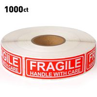 3" X 1" Fragile Labels Handle with Care Warning Stickers for Shipping and Packing - 500 Permanent Adhesive Labels Per Roll (3"x1")