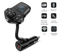 Car Bluetooth FM Transmitter,Handsfree Call/Music Adapter for Car,2.4A& QC3.0 Dual USB Charging,Compatible for iPhone, iPad, Samsung and More