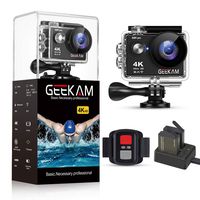 GeeKam Action Camera 4K 30fps WiFi Ultra HD 16MP Waterproof Camcorder 30M Underwater 170°Wide Angle Sports Cam with Remote Control Two Batteries and Mounting Kit (S9Rpro Black)