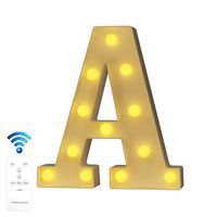 YOUZONE Newly Upgrade LED Letter Lights Marquee Alphabet Light Up Letters with Remote Control Timer Dimmable Battery Powered for Events Wedding Party Birthday Home Bar Decoration (RC-A)