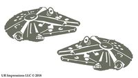 UR Impressions Gry 3.5in. Millennium Falcon 2-Pack Decal Vinyl Sticker Graphics for Cars Trucks SUV Vans Walls Windows Laptop|Gray|3.5 X 2 Inch|URI538-G