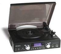 Jensen 3-Speed Stereo Turntable with MP3 Encoding and AM/FM Stereo - JTA-450 (Black) (Discontinued by Manufacturer)