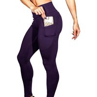 XGUMAOI New Women's 2019 Simple Style Solid Color Workout Athletic Fitness Sports Gym Running Yoga Pants Trousers (S, Purple)