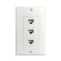3Port Cat6 Wall Plate and Keystone,Fly Tiger,RJ45 Jack Ethernet Connector,Female to Female,White