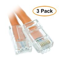 ACL 25 Feet Cat6 RJ45 Bootless Ethernet Patch Cable, Orange, 3 Pack