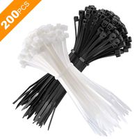 200PCS Zip Ties, 4 Inch Nylon Cable Ties for Small Cables Management, Premium Plastic Ties with 18 Pounds Test, Resealable Storage Bag Included, White and Black, By Itrk Supply