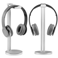 Headphones Stand, Aluminum Gaming Headset Hanger Holder Stand Displaying Two Support Rod Stand With Heavy Base For Table Desk Orgnizer (Silver 1Pack)
