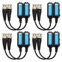 BEKER 4 Pairs 1080P HD-AHD/TVI/CVI Passive HD Video Balun Transmitter Mini CCTV BNC Video Balun Transceiver Cable 5MP Split Joint Mini CCTV BNC with CCTV Surveillance Camera System