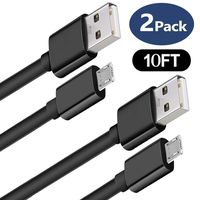 Micro USB Charging Cable, 2 Pack 10FT Extra Long Premium Android Charger Cord, High Speed and Extremely Durable Quick Charging Cable for Samsung S6 S7/Note 4 5/Echo Dot/PS4/Tablet/HTC/LG (Black)