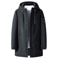 Tiandino Men's Waterproof Hooded Jacket Winter Warm Down Coat Classic Long Hooded Down Coat Jacket Black