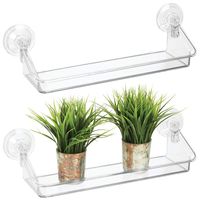 mDesign Plastic Suction Decorative Home Storage Organizer Shelf - Hanging Mirror/Window Basket for Entryway, Mudroom, Bedroom, Bathroom, Office, Laundry Room - Strong Suction, Large, 2 Pack - Clear